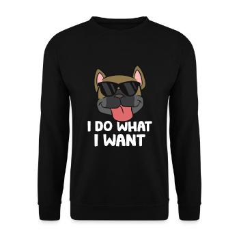 Ich mache, was ich will Französische Bulldogge - Unisex Pullover - Schwarz - Vorne - Alina (178cm) & Michal (187cm)