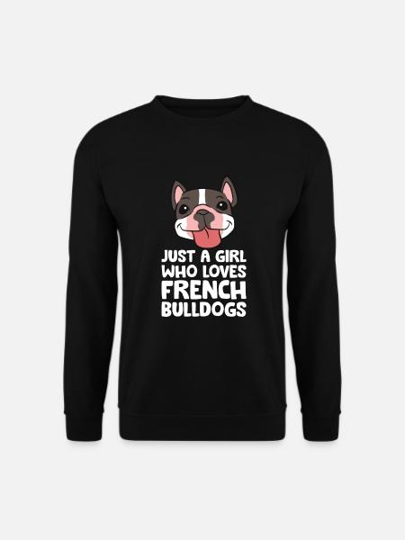 Nur ein Mädchen, das französische Bulldoggen liebt - Unisex Pullover - Schwarz