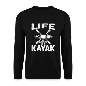 Life Is Better in A Kayak Canoe - Unisex Sweatshirt - black - Front - Alina (178cm) & Michal (187cm)