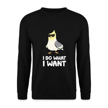 Cockatiel Parrot Bird Je fais ce que je fais - Sweat-shirt Unisexe - noir - Devant - Alina (178cm) & Michal (187cm)