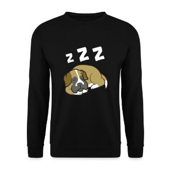 Boxer Hund Schlafpyjama Boxer Hund - Unisex Pullover - Schwarz - Vorne - Alina (178cm) & Michal (187cm)