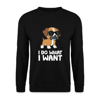 Boxer Hund Haustier Boxer Hund Ich mache was ich - Unisex Pullover - Schwarz - Vorne - Alina (178cm) & Michal (187cm)