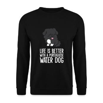 Life Is Better With A Portuguese Water Dog - Unisex Sweatshirt - black - Front - Alina (178cm) & Michal (187cm)