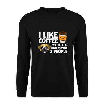 J’aime le café, mon boxer et peut-être 3 - Sweat-shirt Unisexe - noir - Devant - Alina (178cm) & Michal (187cm)