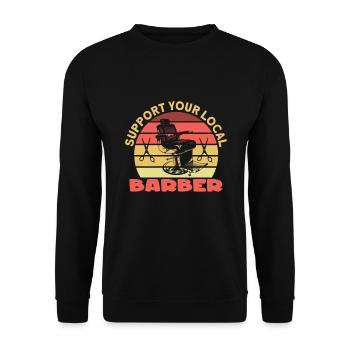 Soutenez votre barbier local Barbier Bart - Sweat-shirt Unisexe - noir - Devant - Alina (178cm) & Michal (187cm)
