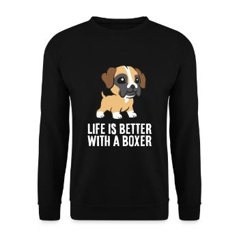 Boxer Dog Owner La vie est meilleure avec un - Sweat-shirt Unisexe - noir - Devant - Alina (178cm) & Michal (187cm)