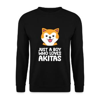 Nur ein Junge, der Akita-Hunde liebt - Unisex Pullover - Schwarz - Vorne - Alina (178cm) & Michal (187cm)