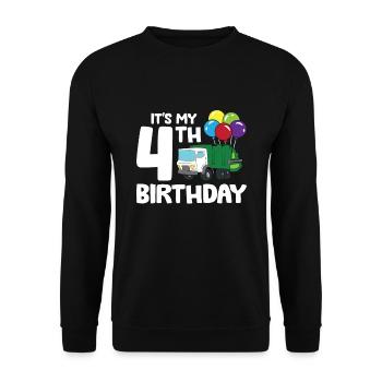 Garbage Truck It's My 4th Birthday Garbage Day 4 - Unisex Sweatshirt - black - Front - Alina (178cm) & Michal (187cm)