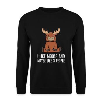 I Like Moose And Maybe Like 3 People - Unisex Sweatshirt - black - Front - Alina (178cm) & Michal (187cm)