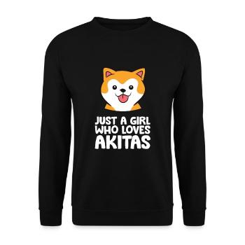 Nur ein Mädchen, das Akita-Hunde liebt - Unisex Pullover - Schwarz - Vorne - Alina (178cm) & Michal (187cm)