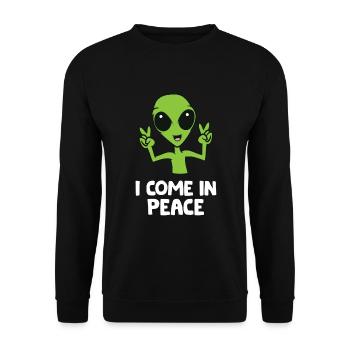 Alien I Come In Peace Space Rave EDM Music Alien - Unisex Sweatshirt - black - Front - Alina (178cm) & Michal (187cm)