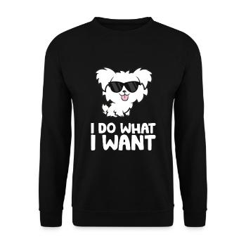 Morkie Welpe Ich mache was ich will Lustiger - Unisex Pullover - Schwarz - Vorne - Alina (178cm) & Michal (187cm)