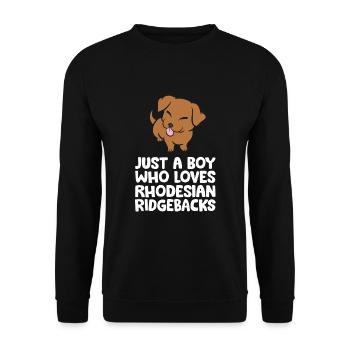 Just a Boy Who Loves Rhodesian Ridgebacks - Unisex Pullover - Schwarz - Vorne - Alina (178cm) & Michal (187cm)