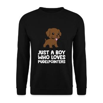 Just a Boy Who Loves Pudelpointers - Unisex Pullover - Schwarz - Vorne - Alina (178cm) & Michal (187cm)