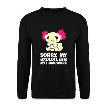 Axolotl Pet Homework Désolé Mon Axolotl a mangé Mon - Sweat-shirt Unisexe - noir - Devant - Alina (178cm) & Michal (187cm)