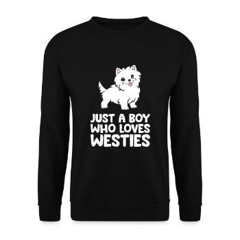 Just a Boy Who Loves Westies - Unisex Pullover - Schwarz - Vorne - Alina (178cm) & Michal (187cm)