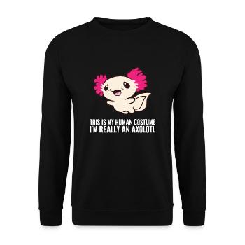 This Is My Human Costume I'm Really An Axolotl - Unisex Pullover - Schwarz - Vorne - Alina (178cm) & Michal (187cm)