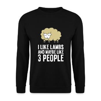 I Like Lambs And Maybe Like 3 People Cute Sheep - Unisex Pullover - Schwarz - Vorne - Alina (178cm) & Michal (187cm)