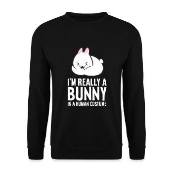 Rabbit Costume I'm Really A In A Human Costume - Unisex Pullover - Schwarz - Vorne - Alina (178cm) & Michal (187cm)
