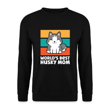 Worlds Best Husky Mom Siberian Husky Dog - Unisex Pullover - Schwarz - Vorne - Alina (178cm) & Michal (187cm)