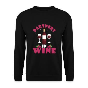 Partners In Wine Wine Alcohol - Unisex Sweatshirt - black - Front - Alina (178cm) & Michal (187cm)