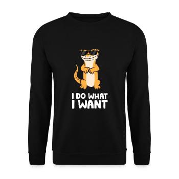 I Do What I Want Reptile Lizard Funny Crested - Unisex Sweatshirt - black - Front - Alina (178cm) & Michal (187cm)