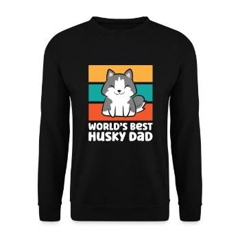 Worlds Best Husky Dad Siberian Husky Dog - Unisex Pullover - Schwarz - Vorne - Alina (178cm) & Michal (187cm)