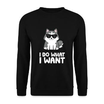 Siberian Husky Dog I Do What I Want - Unisex Pullover - Schwarz - Vorne - Alina (178cm) & Michal (187cm)