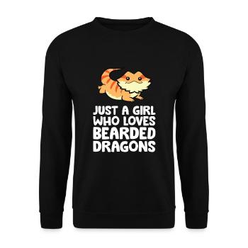 Bartagame Eidechse Nur ein Mädchen, das - Unisex Pullover - Schwarz - Vorne - Alina (178cm) & Michal (187cm)
