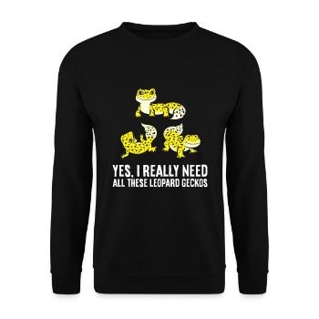 Oui, j’ai vraiment besoin de tous ces geckos léopards - Sweat-shirt Unisexe - noir - Devant - Alina (178cm) & Michal (187cm)