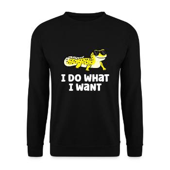 Ich mache was ich will Reptil Eidechse Lustig - Unisex Pullover - Schwarz - Vorne - Alina (178cm) & Michal (187cm)