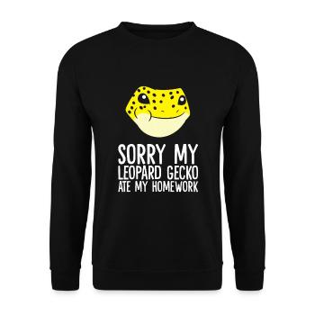 Entschuldigung, mein Leopardgecko hat meine - Unisex Pullover - Schwarz - Vorne - Alina (178cm) & Michal (187cm)
