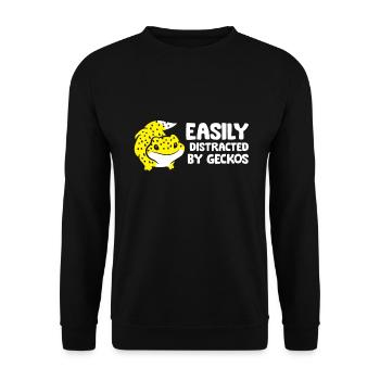 Gecko Lover Easily Distracted By Geckos - Unisex Sweatshirt - black - Front - Alina (178cm) & Michal (187cm)