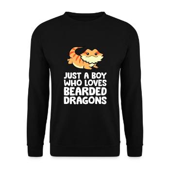 Bearded Dragon Lizard Just a Boy Who Loves - Unisex Sweatshirt - black - Front - Alina (178cm) & Michal (187cm)