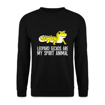 Leopardgeckos sind mein Seelentier Haustier - Unisex Pullover - Schwarz - Vorne - Alina (178cm) & Michal (187cm)