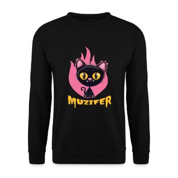 Muzifer Devil Lutzifer Cat Kitten - Unisex Sweatshirt - black - Front - Alina (178cm) & Michal (187cm)