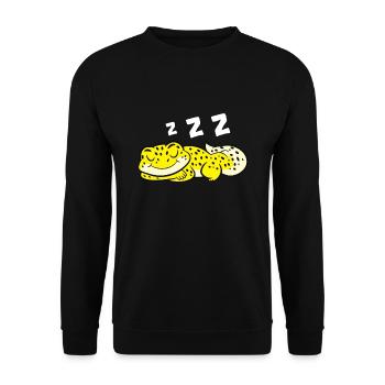 Leopard Gecko Reptil Eidechse Schlafender Leopard - Unisex Pullover - Schwarz - Vorne - Alina (178cm) & Michal (187cm)