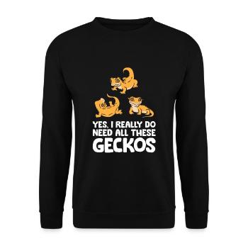 Oui, j’ai vraiment besoin de tous ces Haubengeckos - Sweat-shirt Unisexe - noir - Devant - Alina (178cm) & Michal (187cm)