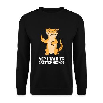Crested Gecko Owner Reptile Yep I Talk To Crested - Unisex Sweatshirt - black - Front - Alina (178cm) & Michal (187cm)