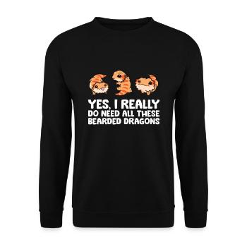 Ja, ich brauche wirklich alle diese Bartagamen - Unisex Pullover - Schwarz - Vorne - Alina (178cm) & Michal (187cm)