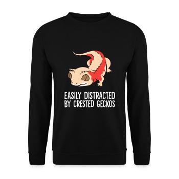 Crested Gecko Lover Easily Distracted By Crested - Unisex Sweatshirt - black - Front - Alina (178cm) & Michal (187cm)