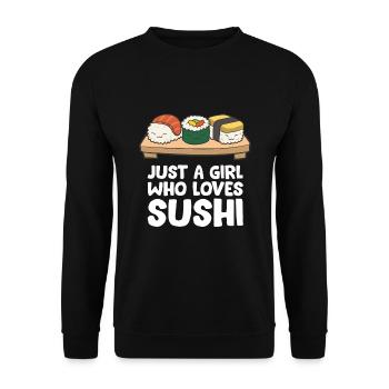 Nur ein Mädchen, das Sushi liebt - Unisex Pullover - Schwarz - Vorne - Alina (178cm) & Michal (187cm)