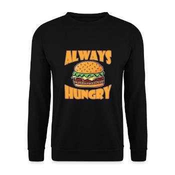 Always Hungry Burger Fast Food - Unisex Sweatshirt - black - Front - Alina (178cm) & Michal (187cm)