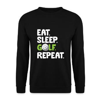 Eat Sleep Golf Repeat Funny Golf Player - Unisex Sweatshirt - black - Front - Alina (178cm) & Michal (187cm)