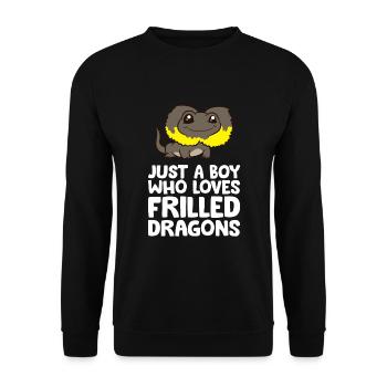 Juste un garçon qui aime les dragons à froufrous ondulés - Sweat-shirt Unisexe - noir - Devant - Alina (178cm) & Michal (187cm)