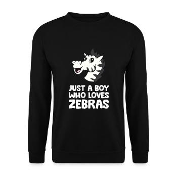 Nur ein Junge, der Zebras liebt - Unisex Pullover - Schwarz - Vorne - Alina (178cm) & Michal (187cm)