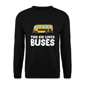 This Kid Loves Buses Love School Buses - Unisex Sweatshirt - black - Front - Alina (178cm) & Michal (187cm)