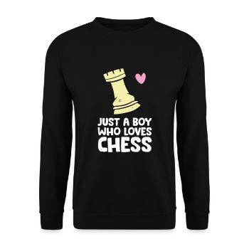 Nur ein Junge, der Schach liebt - Unisex Pullover - Schwarz - Vorne - Alina (178cm) & Michal (187cm)