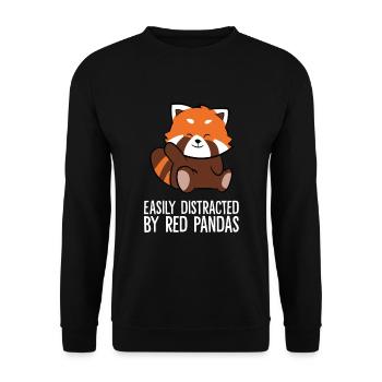 Roter Panda Liebe leicht abgelenkt durch Rote - Unisex Pullover - Schwarz - Vorne - Alina (178cm) & Michal (187cm)