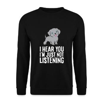 Weimaraner Hund als Haustier Ich höre dich, ich - Unisex Pullover - Schwarz - Vorne - Alina (178cm) & Michal (187cm)